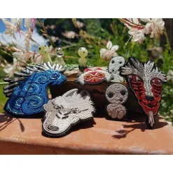 Pins*Maison Ghibli Embroidered Jewel Brooch Seated Kodama - Princess Mononoke