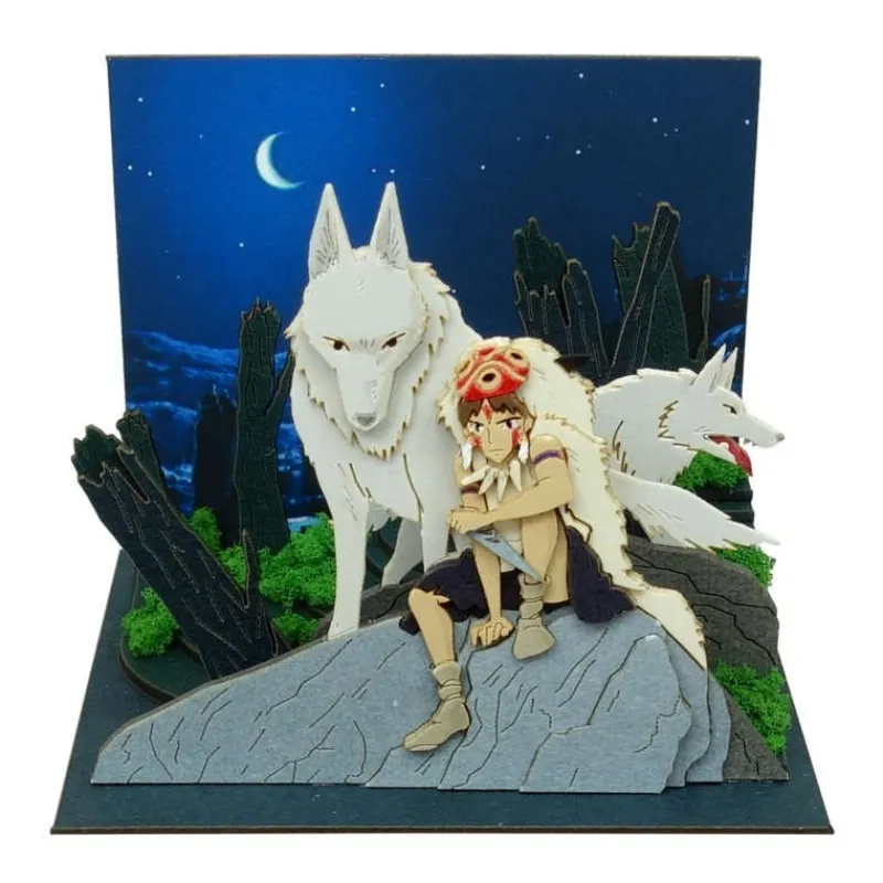 Arts And Crafts*Maison Ghibli Paper Craft San and Moro under the moon - Princess Mononoke